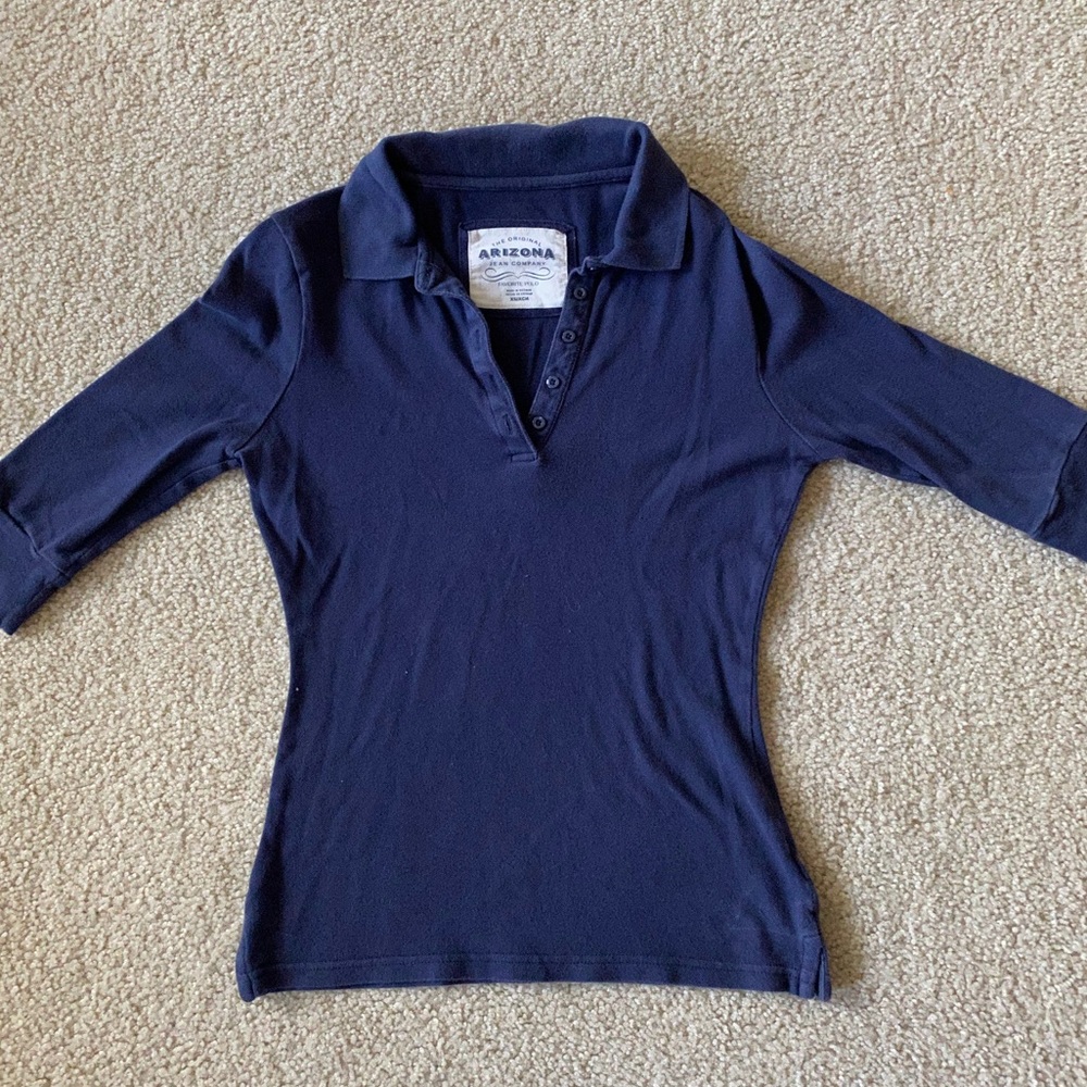 Arizona Jean Co Navy 3/4 Sleeve Polo Juniors XS